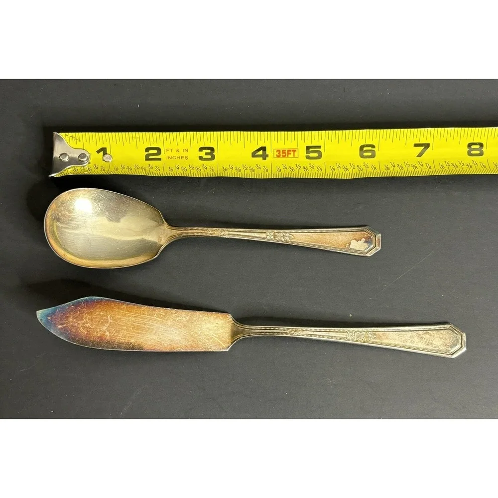 WM Rogers Mayfair Flat Handled Butter Knife and Sugar Spoon Silverplate